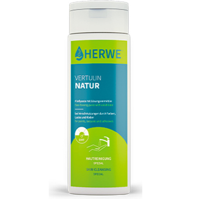 Специальный очиститель для рук при сильных загрязнениях Herwe Vertulin Natur, флакон 250 мл. фото, изображение, баннер